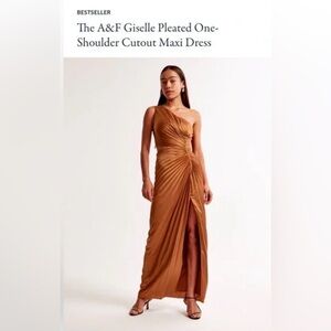 Abercrombie & Fitch One-Shoulder Pleated Maxi Dress - Tan